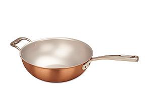 Signature Range 24cm Copper Risotto Pan with Stainless Steel Handle and Helper Handle 