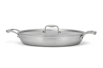 Flandria Range 24cm 5-Ply Round au Gratin Pan with Stainless Steel Loop Handles - Induction Compatible — 3